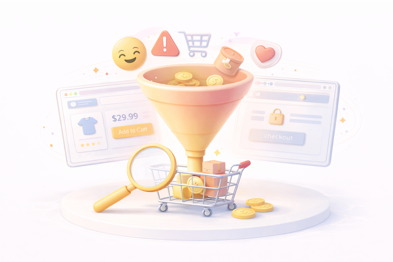 Абстрактно изображение информативна статия от препоръчвани Shopify специалисти SEOexpert.bg, представящо статия - Професионална оптимизация за конверсии (CRO) в Shopify: къде се губят продажбите